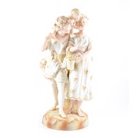 Lot 268 - Large French painted parian family group, circa 1900