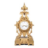 Lot 210 - Louis XVI style gilt metal mantel clock, circa 1900