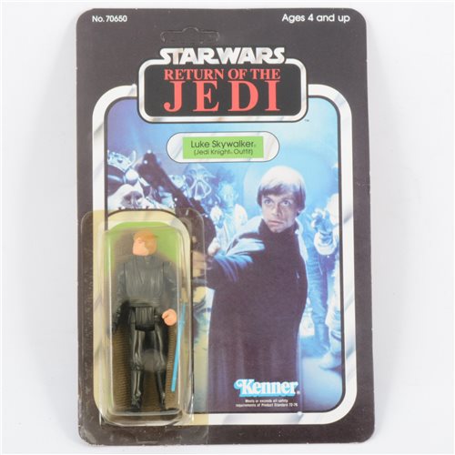 Lot 140 - Star Wars The Return of the Jedi Luke Skywalker in Jedi Knight Outfit, by Kenner Toys, still sealed on original blister pack box, the box is also unpunched.