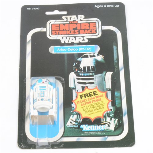 Lot 141 - Star Wars The Empire Strikes Back Artoo-Detoo R2-D2 figure, by Kenner Toys, sealed on original blister pack box, with 'Free secret Star Wars action figure' advert on cover and back.
