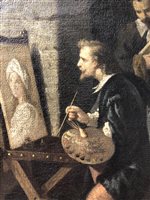 Lot 277 - French School, 19th century, Guido Reni painting the portrait of Beatrice Cenci, oil on relined canvas.