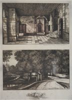 Lot 315 - After Edward Burrow, The Schoolyard Eton, etching 19 x 27cm, and three similar etchings, [4].