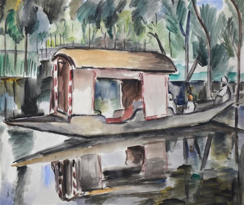 Lot 359 - Moila Powell, Houseboat at Srinagar, Kashmir, ...