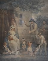 Lot 333 - After George Morland, Dancing Dogs, a colour print after the stipple engraving and other prints, [5]