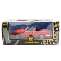 Lot 296 - Jadi Modelcraft 1:18 scale Triumph Stag, red body with open-top roof, boxed.
