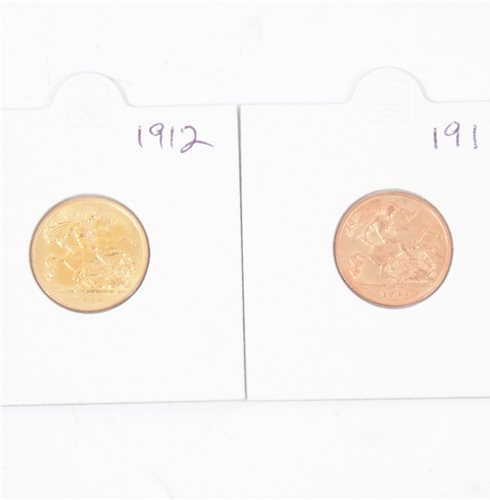 Lot 202 - Two Half Sovereigns,  George V 1911, 1912
