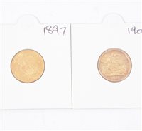 Lot 201 - Two Half Sovereigns, Victoria Veiled Head 1897, 1900. (2)
