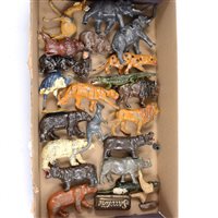 Lot 95 - John Hill & Co and Britains painted lead zoo animals figures, including lion, tiger, leopard, elephants, bears, camel, kangaroo etc, (21).