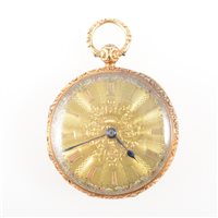 Lot 196 - An 18 carat yellow gold open face pocket watch