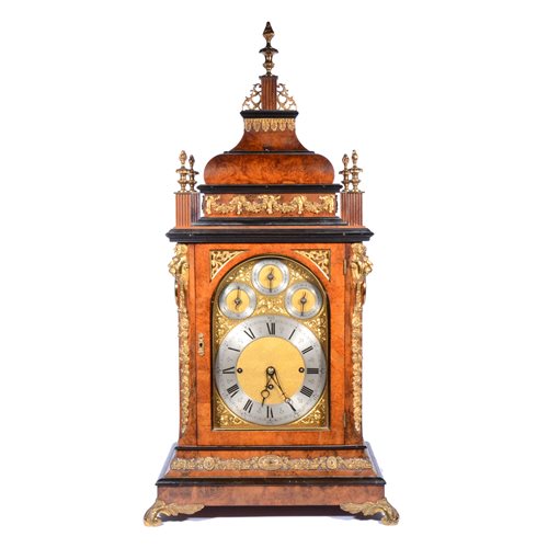 Lot 215 - Late Victorian figured walnut mantel clock
