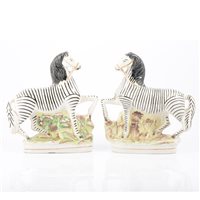 Lot 253 - Late Victorian Staffordshire pottery flat-back models, Zebra.