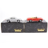Lot 261 - Paul's Model Art model Volkswagen Karman Ghia Coupe silver and Cabriolet red, both 1:24 scale, both with boxes, (2).