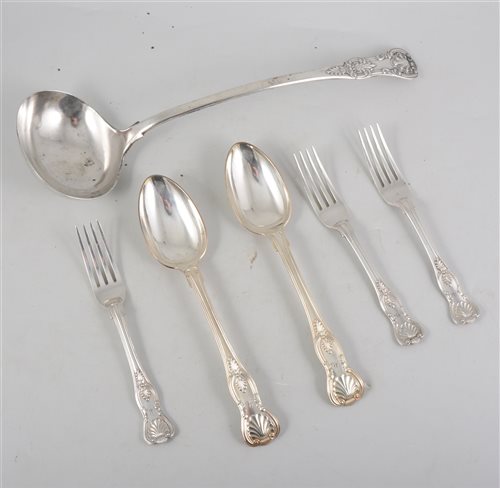 Lot 172 - A quantity of silver-plated Kings pattern cutlery by Elkington & Co, and other similar Kings pattern cutlery.