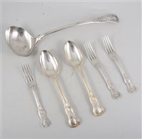Lot 172 - A quantity of silver-plated Kings pattern cutlery by Elkington & Co, and other similar Kings pattern cutlery.