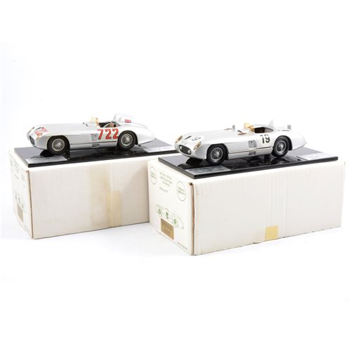 Lot 276 - Historic Replicars Replicas limited edition white metal models Mercedes-Benz 300SLR 1955 Le Mans Moss Fangio 37/250, and a 1955 Mille Miglia Winner 123/250
