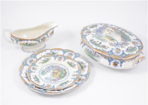 Lot 62 - Staffordshire earthenware dinner service, circa 1900 printed Japan pattern.