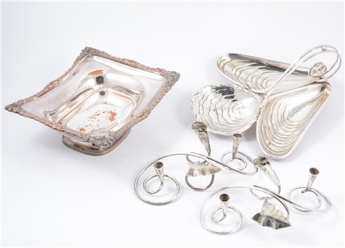 Lot 108 - Collection of electroplated ware including dessert basket dessert dish, trays, ice bucket etc.