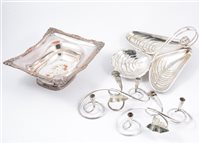 Lot 108 - Collection of electroplated ware including dessert basket dessert dish, trays, ice bucket etc.