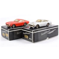 Lot 265 - Western Model Cars 'Small Wheels' white metal DS6 Ferrari 250 GT Lusso in red, and a DS6 Ferrari 250 GT Lusso in silver, both 1:24 scale, both boxed, (2).