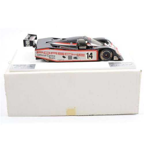 Lot 275 - Historic Replicars replicas white metal model Porsche 962C/GTI 200 Richard Lloyd Racing, limited edition 77/150, 1:24 scale, mounted on plinth, boxed.