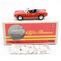 Lot 271 - Togi Italy white metal model Alfa Romeo Spider 2000, approx 1:23 scale, with booklet and box.