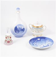 Lot 28 - Royal Copenhagen flask, Royal Worcester white porcelain figure Grace, and other decorative ceramics.