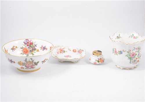 Lot 38 - Royal Worcester dessert plate, painted with orchids, 23cm, and other ornamental china.