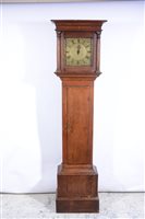 Lot 341 - An oak longcase clock, square brass dial, signed William Gregory, Odiham