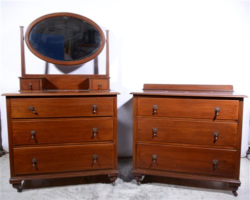 Lot 339 - An Edwardian three-piece stained walnut bedroom suite
