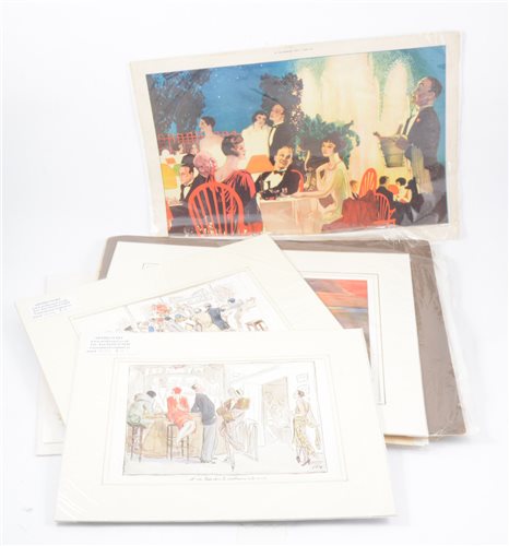 Lot 109 - Collection of prints, watercolours and ephemera, including Art Deco style prints.