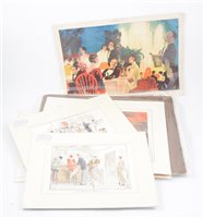 Lot 109 - Collection of prints, watercolours and ephemera, including Art Deco style prints.