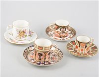Lot 49 - A collection of Royal Crown Derby china teaware, cups and saucers, various Imari and posy patterns.