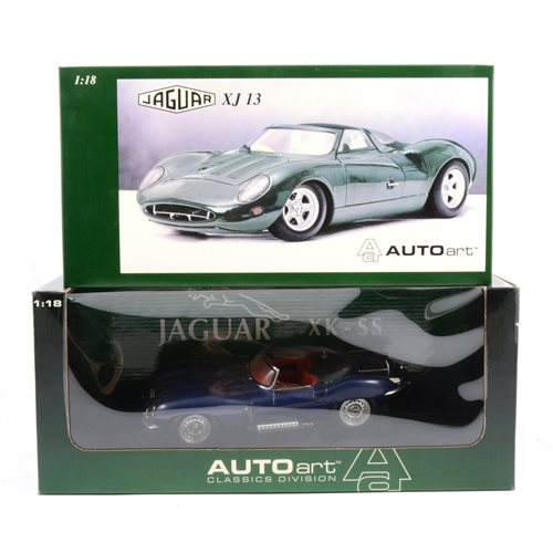 Lot 278 - Autoart Classics Division Jaguar XK-SS model, and another Jaguar XJ13 also by Autoart, both 1:18 scale, both boxed, (2).