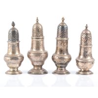 Lot 155 - Collection of four silver baluster-shape casters
