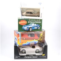 Lot 329 - Quantity of modern diecast model cars, mostly 1:24 and 1:18 scale, including examples by Erl, Matchbox, Gama, Mira, Corgi, Schabak and others, all boxed, (21).