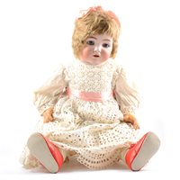Lot 226 - Franz Schmidt & Co bisque head doll, stamped 55 on head