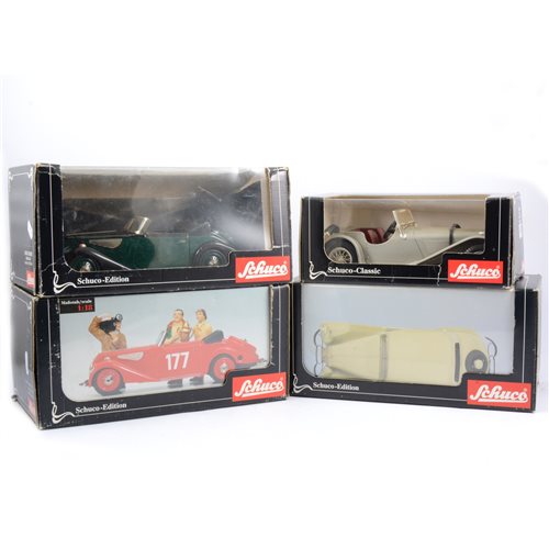 Lot 285 - Schuco Germany 1:18 scale models, including BMW Coupé, BMW 327 MR88-01 limited edition, Studio III Mercedes Stromlinie W196, Mercedes 170V Limousine Wustenfuchs, all boxed (4).