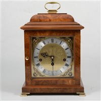 Lot 73A - George II style burr walnut mantel clock, Comitti, London, 21st Century.