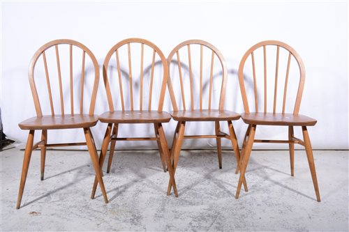 Lot 354 - Set of four Ercol elm and beech chairs