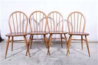 Lot 354 - Set of four Ercol elm and beech chairs