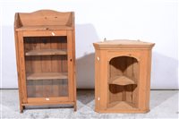 Lot 347 - A pine corner unit, and a pine glazed cabinet, (2).