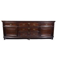 Lot 354 - Joined oak dresser base, 18th Century.