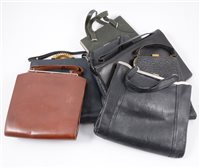 Lot 164 - Fifteen vintage leather handbags, mostly clip top with integral fitted purse, some named "Golden Age", "Artona", a modern Xavier Danaud of Paris bag. (15)