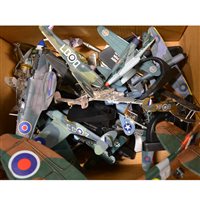 Lot 251 - Modern diecast aircraft models, including Corgi Toys Walker Hurricane Mk1 Douglas Bader boxed, and other boxed and loose aircraft models by various makers, (1 box).