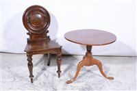 Lot 385 - A Victorian oak tripod table and oak hall chair (2).