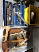 Lot 454 - Dies and taps, metal tool boxes, with levers and drill bits, shoelast, etc