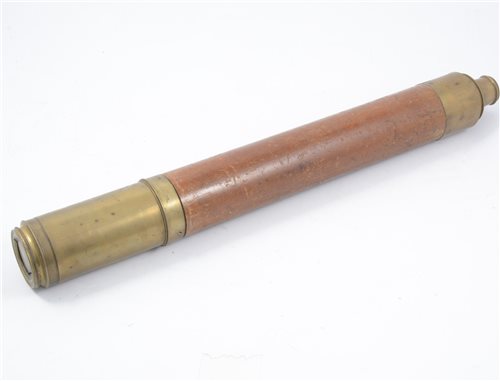 Lot 140 - An early 19th Century brass and mahogany draw telescope, inscribed Schmalcalder, Strand, London.