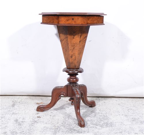 Lot 317 - A Victorian walnut sewing table