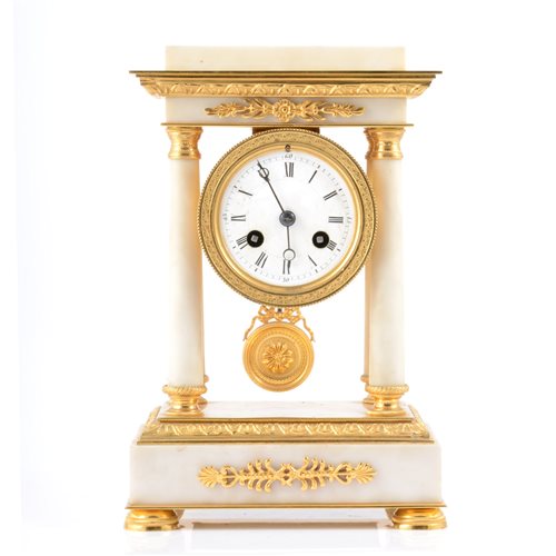 Lot 83 - French Second Republic white marble and gilt metal portico clock