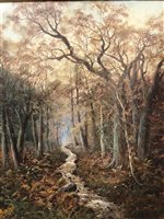 Lot 334 - G Sinclair, landscapes, a pair, oil on board, signed, 59x48cm and A H Fox, children in woodland, watercolour, signed, 68x46cm, (3).